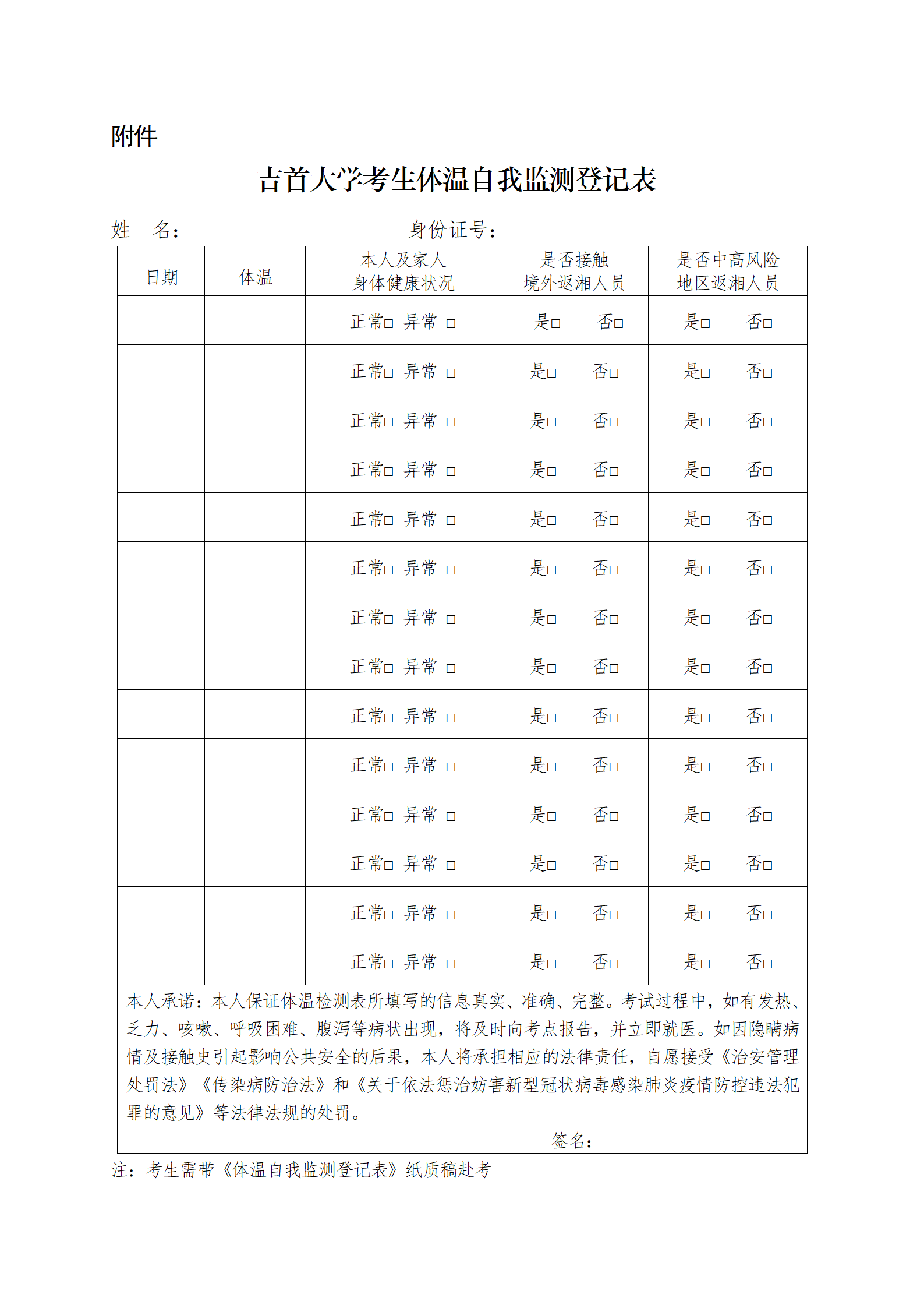 2022年吉首大学专升本招生考试疫情防控通知，5月14日考试